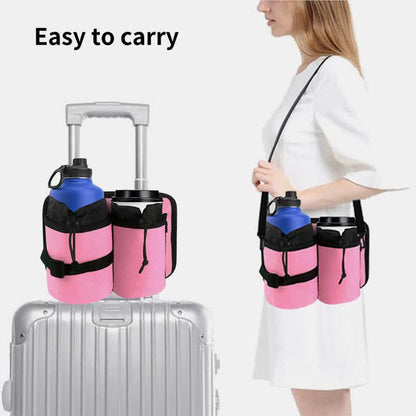 Portable Water Bottle Holder Pouch with 2 Bottle Pockets – Adjustable Carrier for Travel, Sports, and Daily Use - VOTVO