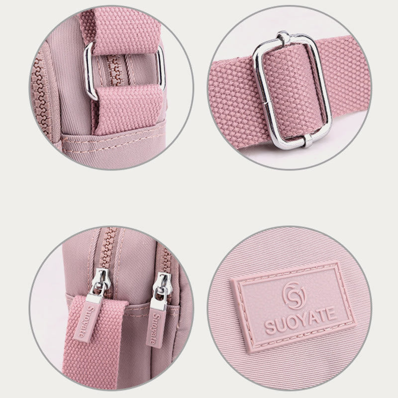 4-Zip Crossbody Bag – Lightweight Nylon Purse for Women