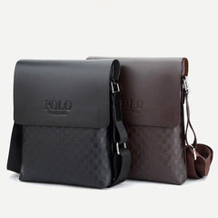 Small Messenger Bag for Men Plaid PU Leather Crossbody Shoulder Bag - VOTVO