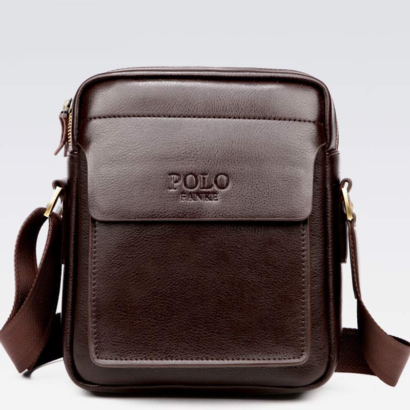 Men's Leather Crossbody Messenger Shoulder Bag for Work & Business – Small PU Leather Satchel