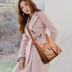 3 - Way Use Backpack Multi - Pocket Leather Zip Crossbody Shoulder Bag - VOTVO