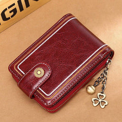 Monedero de piel auténtica con múltiples ranuras RFID para mujer