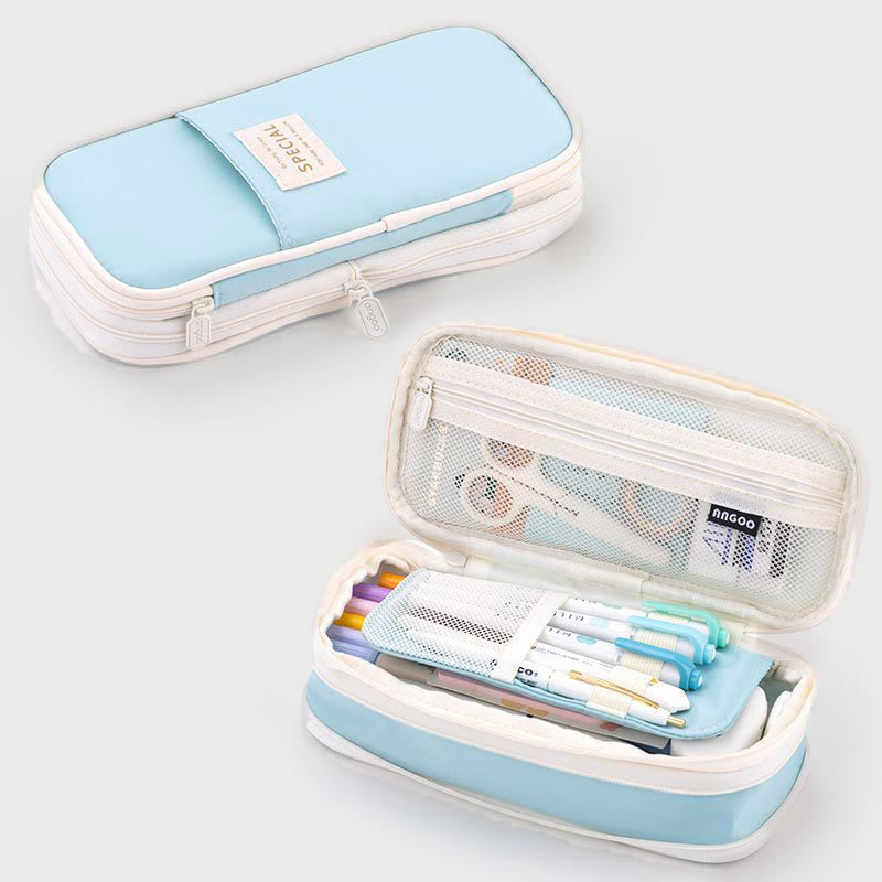 Large Capacity Color Matching Canvas Pencil Case – Perfect for Study & Organization