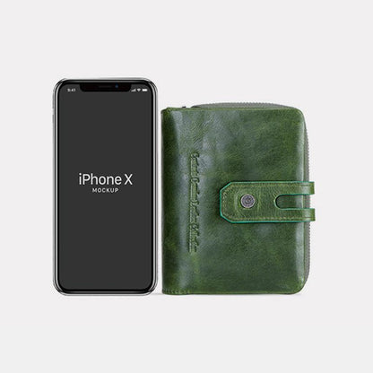 Genuine Leather Multifunctional Anti-theft Wallet for Women – RFID Protection, Card Slots & Zippered Coin Pocket