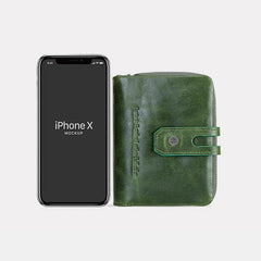 Cartera antirrobo multifuncional de piel auténtica para mujer: protección RFID, ranuras para tarjetas y monedero con cremallera.