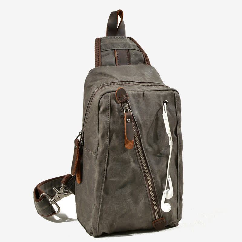 Canvas Sling Bag Shoulder Chest Pack for Men – Travel Hiking Crossbody Daypack