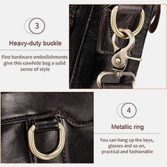 Casual Vintage Genuine Leather Crossbody Bag for Men – Adjustable Strap and Multiple Pockets