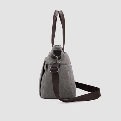 Multi-Pocket Canvas Handbag for Women - Durable, Roomy Shoulder Tote & Crossbody Bag