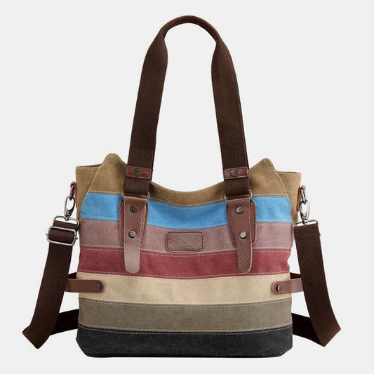 Multifunction Color Block Canvas Tote Bag | Hobo Shoulder Bag & Crossbody Purse - VOTVO