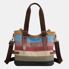 Multifunction Color Block Canvas Tote Bag | Hobo Shoulder Bag & Crossbody Purse - VOTVO