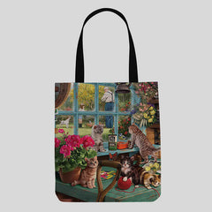 Cute Kitty Canvas Tote Bag – Multifunctional Handbag & Shoulder Bag for Daily Use
