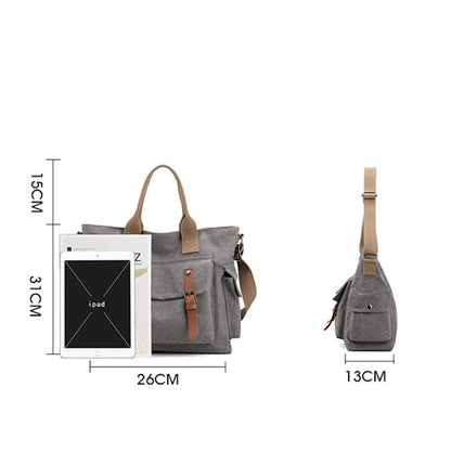 Large Capacity Women’s Canvas Tote – Casual Crossbody Shoulder Handbag Messenger Bag