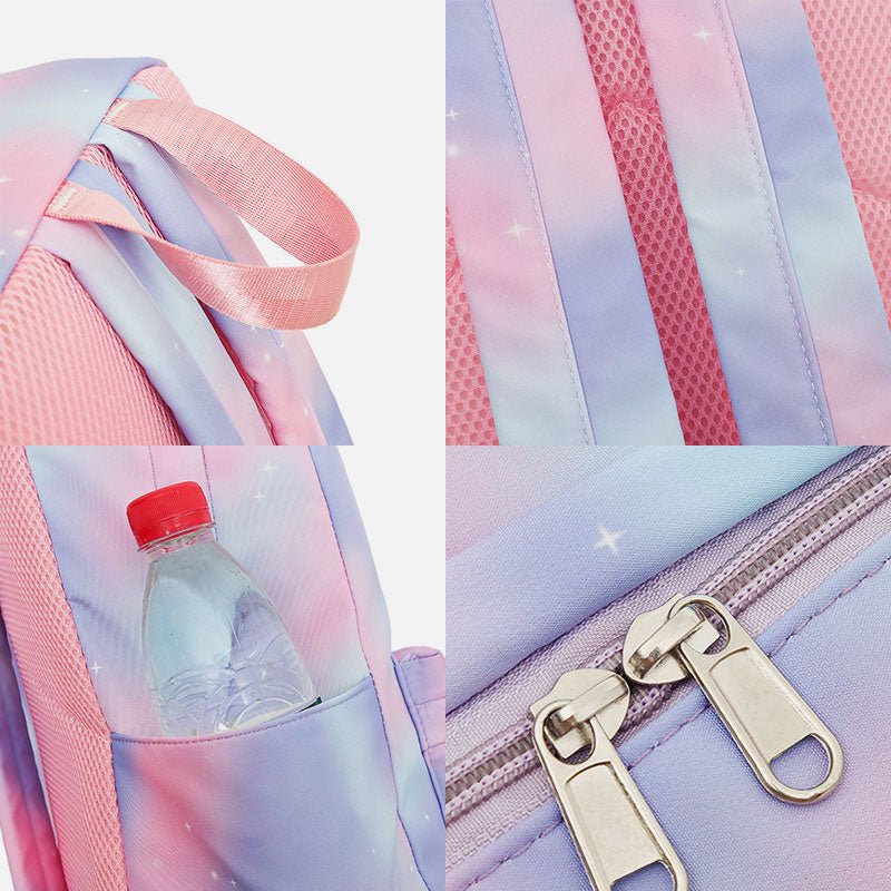 3Pcs Tie - Dye Girls Backpack Set – Canvas School Bookbag, Lunch Bag & Pencil Case for Students, Women, and Teens - VOTVO