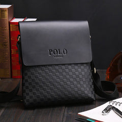 Small Messenger Bag for Men Plaid PU Leather Crossbody Shoulder Bag - VOTVO