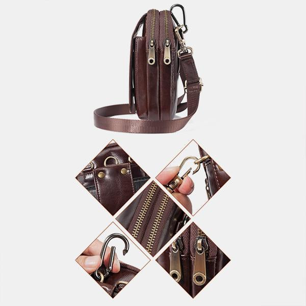 Genuine Leather Waist Bag – Multifunctional Messenger & Shoulder Bag for Men