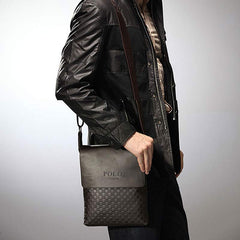 Small Messenger Bag for Men Plaid PU Leather Crossbody Shoulder Bag - VOTVO