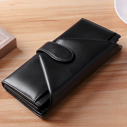 Retro Multi-Slot Genuine Leather Long Purse – Stylish Wallet for Women