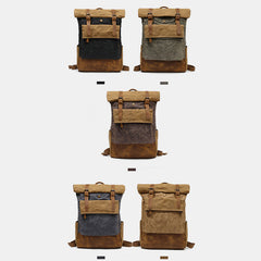 Canvas Leather Backpack Rucksack – Fits 15.6" Laptops | Perfect for College, Weekend Travel, and Daily Use