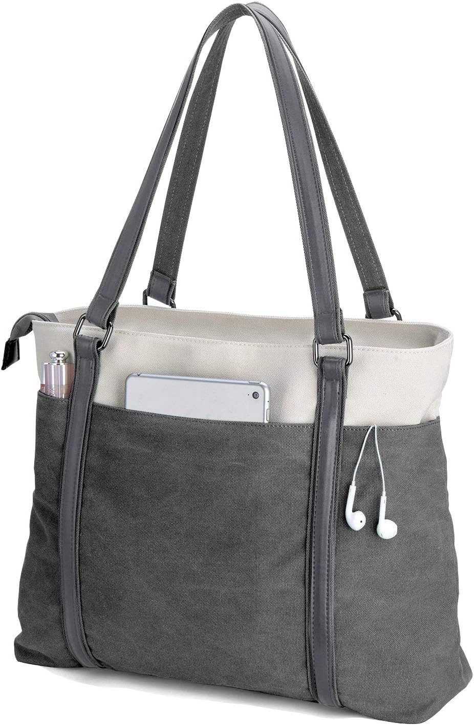 Women Laptop Tote Bag for Work – Lightweight Splice Canvas 15.6 Inch Handbag Purse - VOTVO