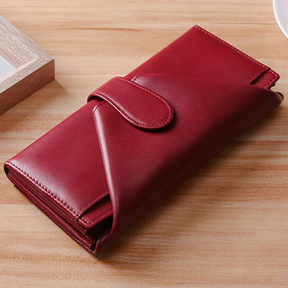 Retro Multi-Slot Genuine Leather Long Purse – Stylish Wallet for Women