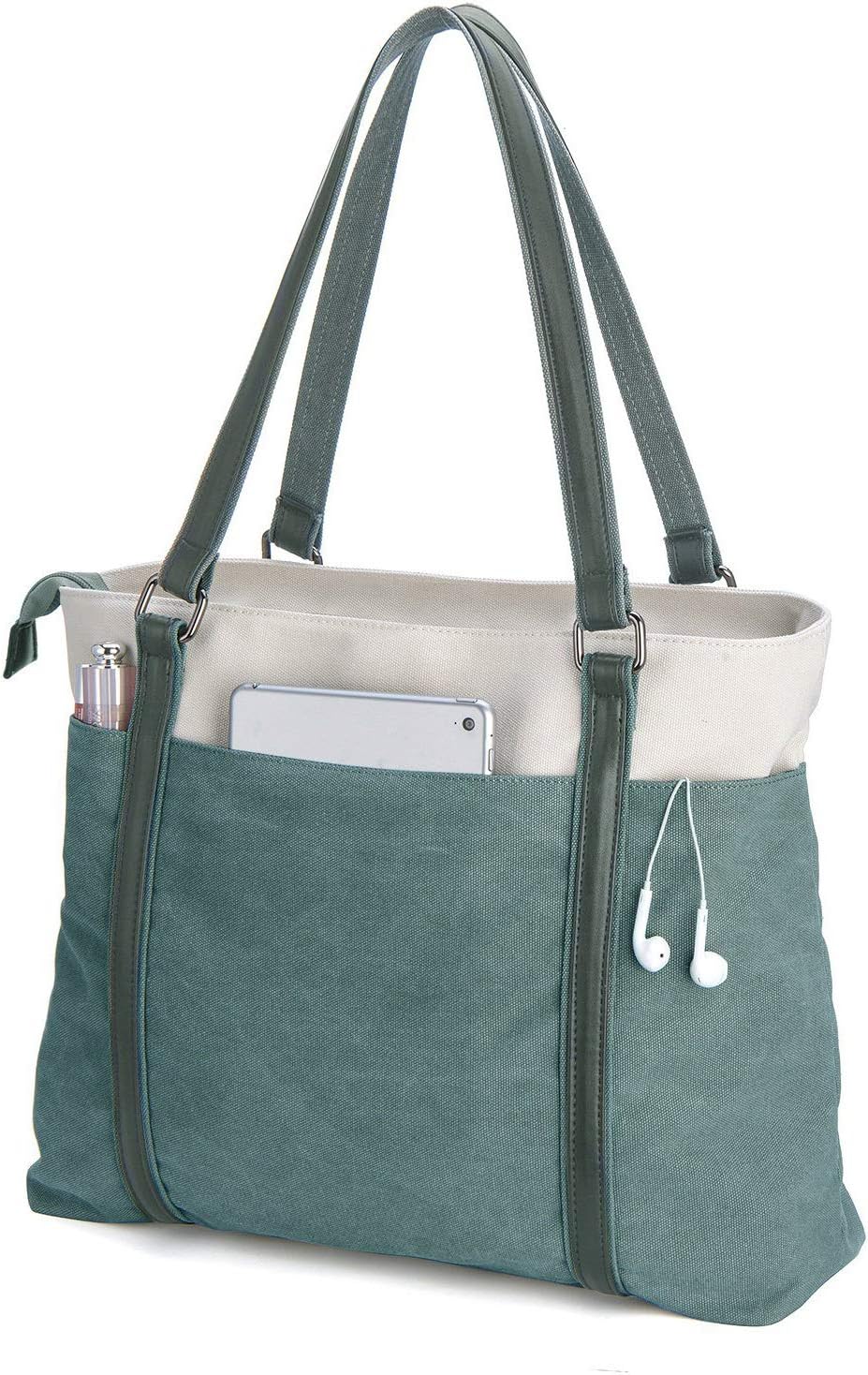 Women Laptop Tote Bag for Work – Lightweight Splice Canvas 15.6 Inch Handbag Purse - VOTVO