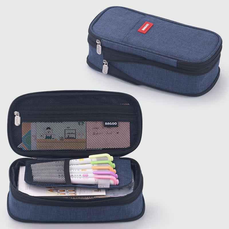 Large Capacity Color Matching Canvas Pencil Case – Perfect for Study & Organization