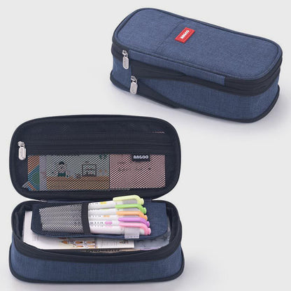 Large Capacity Color Matching Canvas Pencil Case – Perfect for Study & Organization