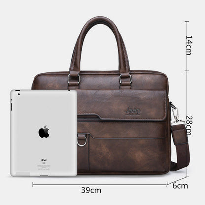 Lightweight PU Leather Messenger Bag – Slim Business Briefcase for Men