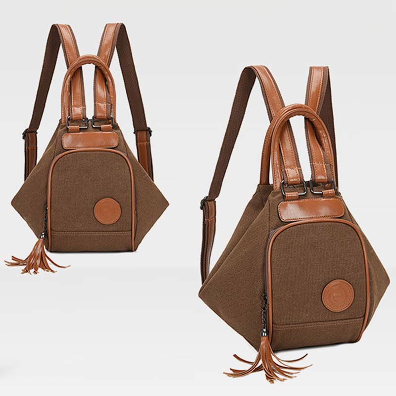 Multifunctional Women's Backpack with Tassel Decor – Durable Canvas Travel Daypack