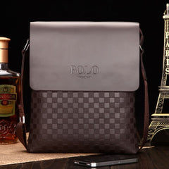 Small Messenger Bag for Men Plaid PU Leather Crossbody Shoulder Bag - VOTVO