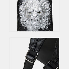 3D Animal Head Studded Leather Backpack – Cool Laptop College Bookbag - VOTVO