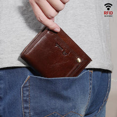 Anti-Theft Multi-Slot Small Wallet for Men – Genuine Leather, Secure & Compact Design