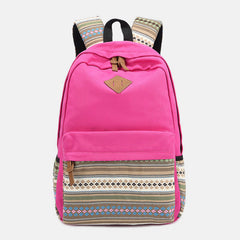Colorful Stripe Custom Canvas Backpack for Women – Sporty Student Daypack