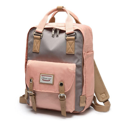 Large Capacity Colorblock Waterproof Backpack – School & Travel Laptop Bag