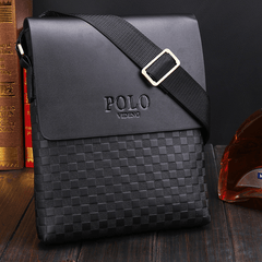 Small Messenger Bag for Men Plaid PU Leather Crossbody Shoulder Bag - VOTVO