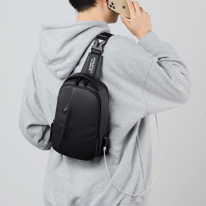Waterproof Sling Bag for Men – Multi-Functional Chest Bag with USB Charging Port for Hiking, Cycling, and Travel