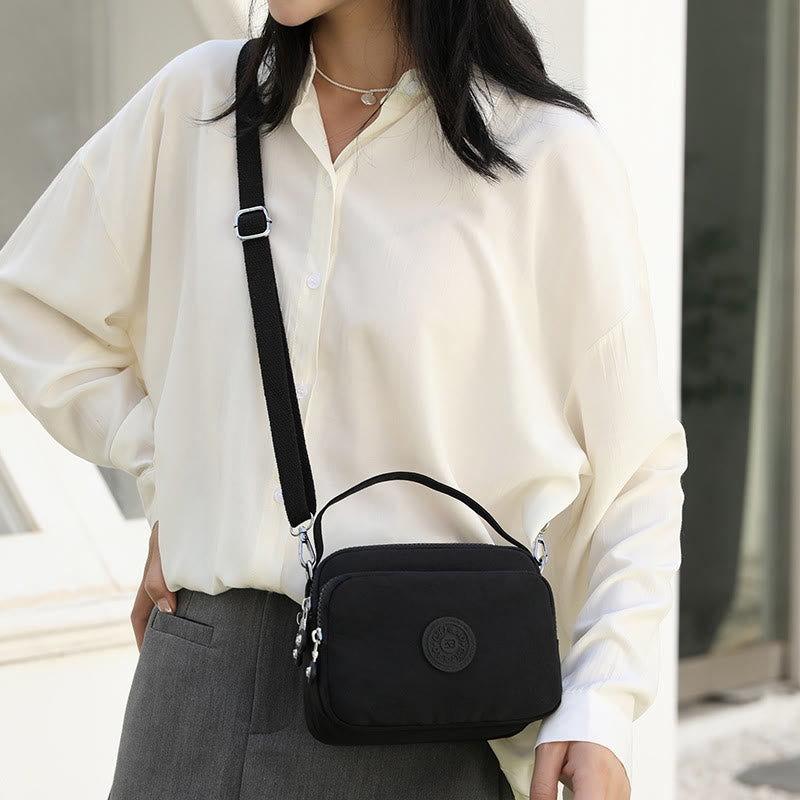 Small Nylon Crossbody Bag for Women – Triple Compartment Travel Purse