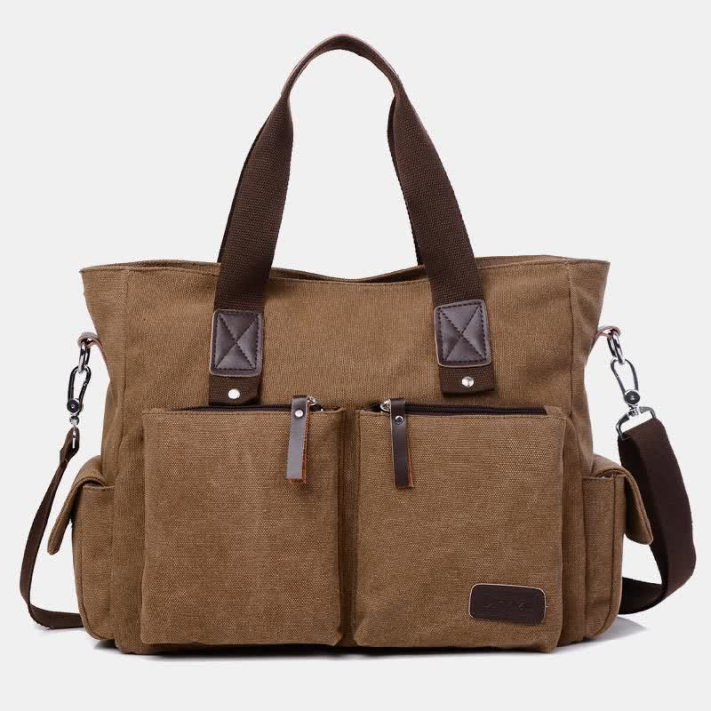 Casual Canvas Laptop Tote Bag for Men & Women – Work Handbag with Adjustable Strap