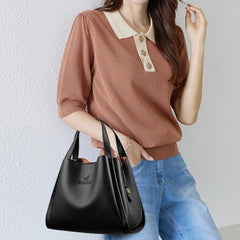 Embossed Soft Leather Handbag – Stylish, Versatile & Timeless Design