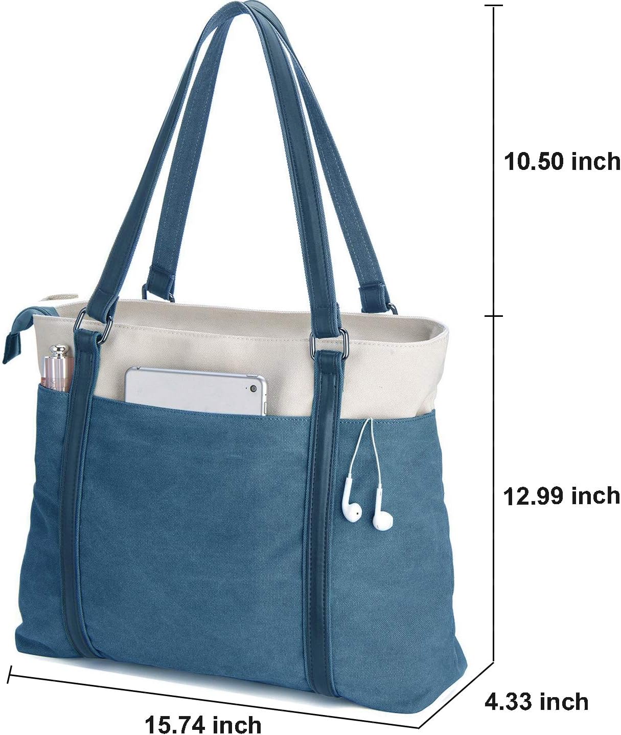 Women Laptop Tote Bag for Work – Lightweight Splice Canvas 15.6 Inch Handbag Purse
