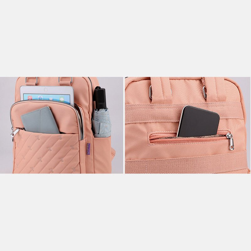 Lightweight Embossed Embroidery Backpack with USB Charging Port – Perfect for Women on the Go - VOTVO