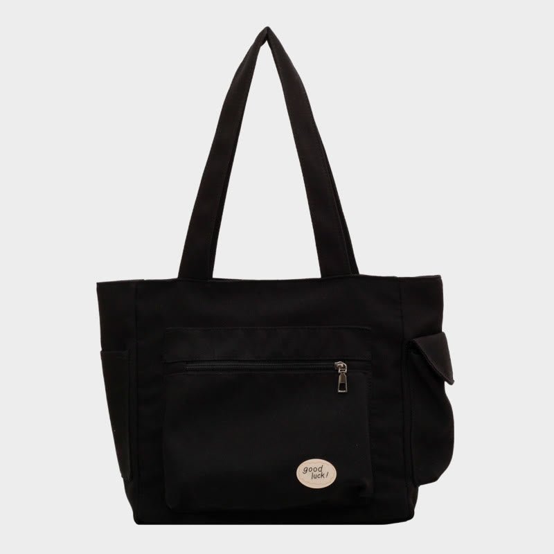 Tote Bag for Women – Plain Color with Badge Decor, Shoulder Bag - VOTVO