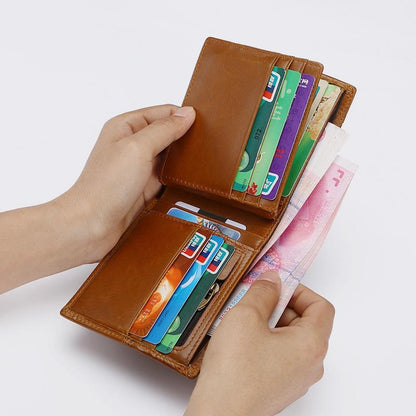 Retro RFID Multi-Slot Wallet – Leather, Stylish and Secure for Men