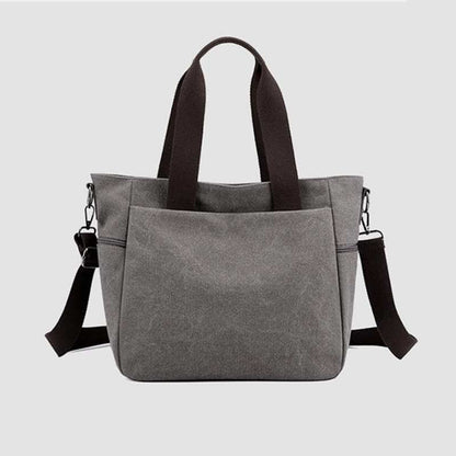 Multi-Pocket Canvas Handbag for Women - Durable, Roomy Shoulder Tote & Crossbody Bag