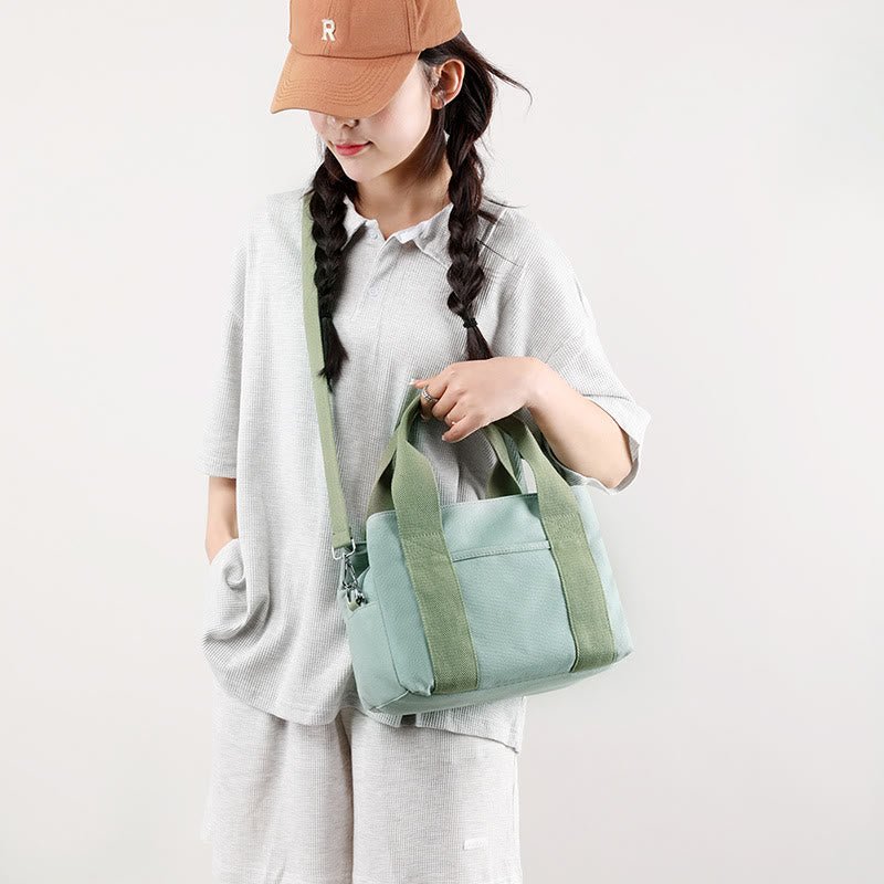 Solid Color Small Tote Triple Compartment Large Crossbody Canvas Purse - VOTVO