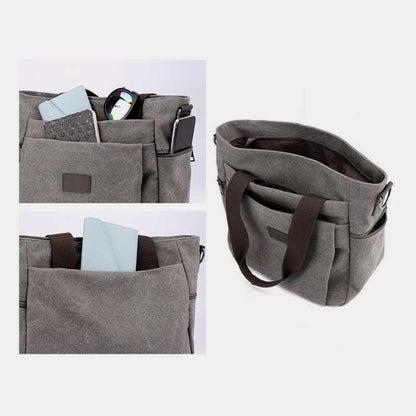 Multi-Pocket Canvas Handbag for Women - Durable, Roomy Shoulder Tote & Crossbody Bag
