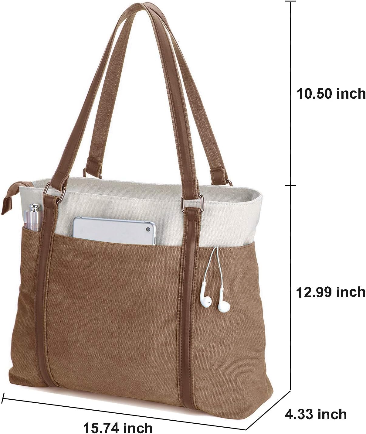 Women Laptop Tote Bag for Work – Lightweight Splice Canvas 15.6 Inch Handbag Purse - VOTVO