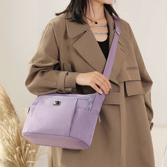 Crossbody Plaid Nylon Tote Bag for Women – Multi-Pocket Waterproof Purse