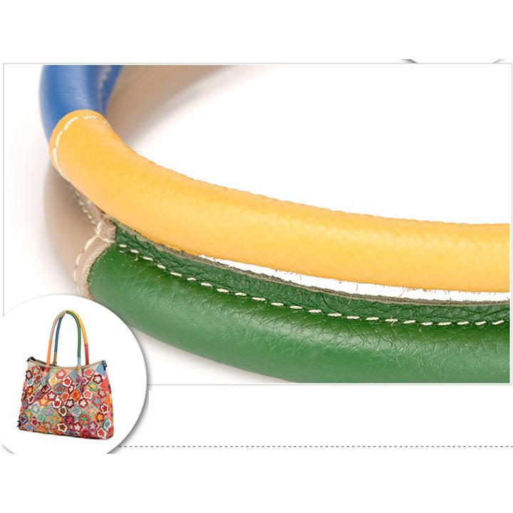 Genuine Leather Multicolor Flower Boho Handbag – A Touch of Artistic Elegance - VOTVO