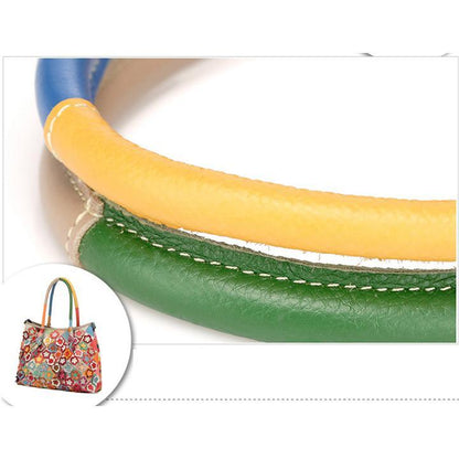 Genuine Leather Multicolor Flower Boho Handbag – A Touch of Artistic Elegance - VOTVO